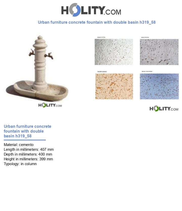 Urban furniture concrete fountain with double basin h319_58