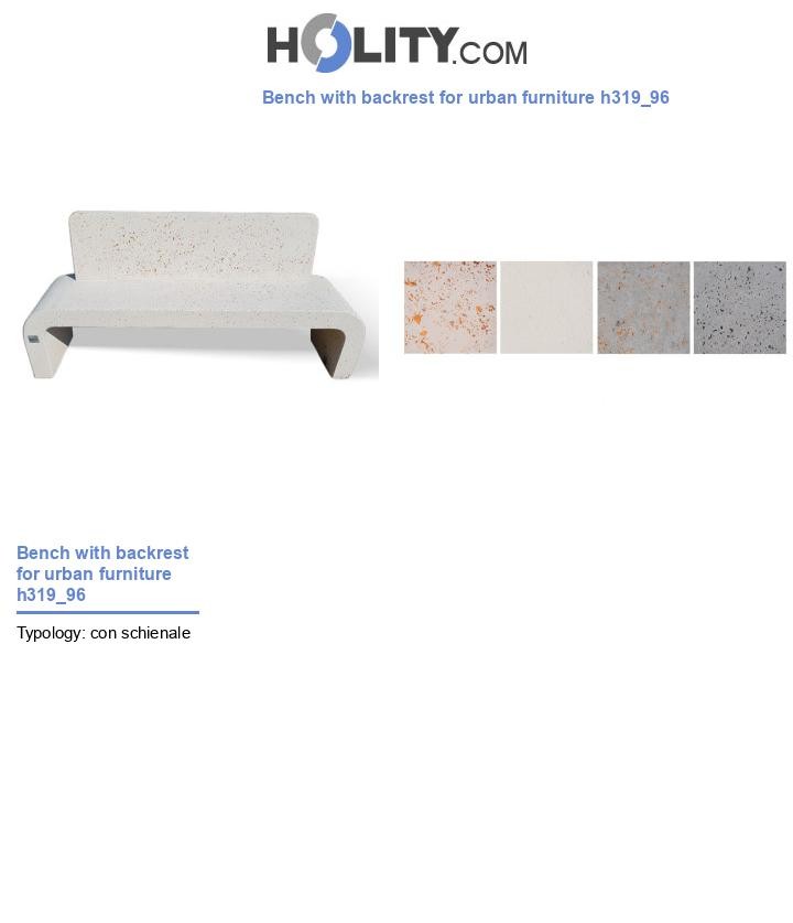 Bench with backrest for urban furniture h319_96