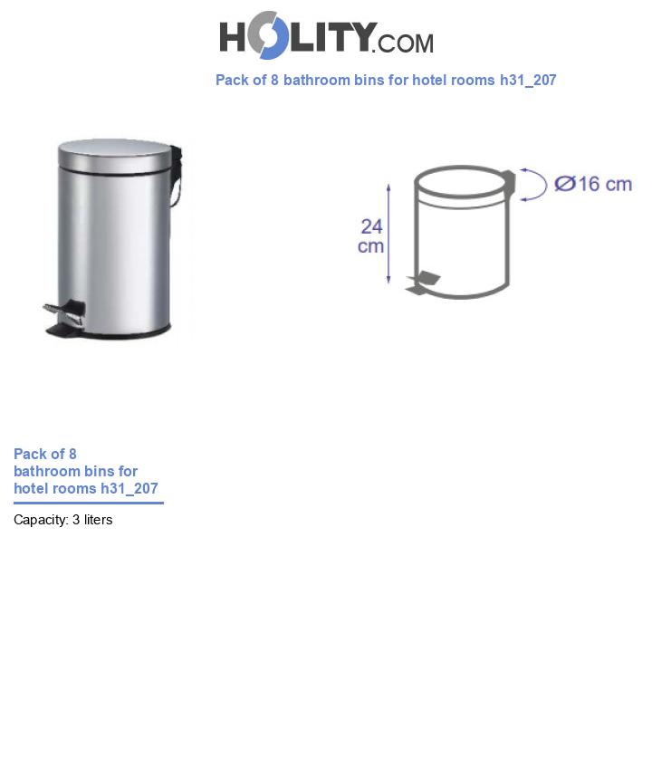 Pack of 8 bathroom bins for hotel rooms h31_207