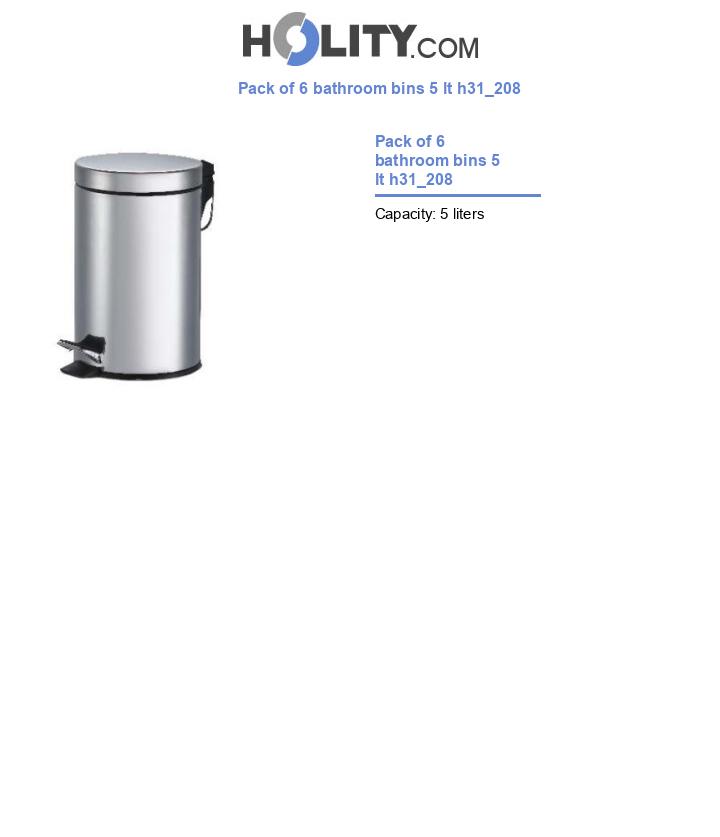 Pack of 6 bathroom bins 5 lt h31_208