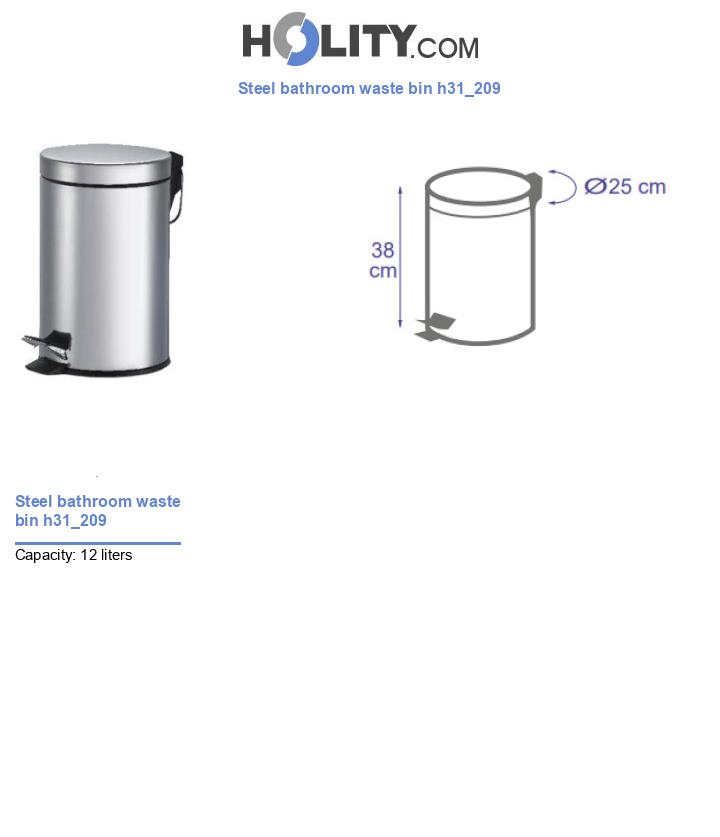Steel bathroom waste bin h31_209
