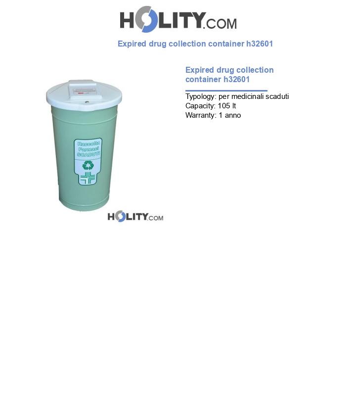Expired drug collection container h32601