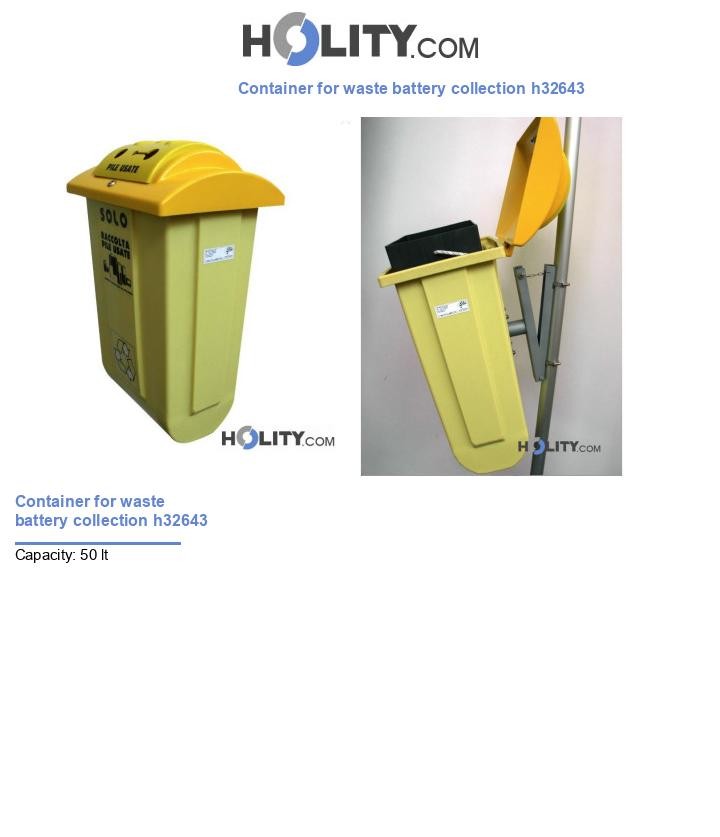 Container for waste battery collection h32643