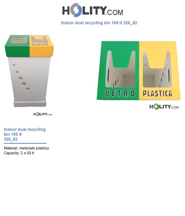 Indoor dual recycling bin 100 lt 326_82