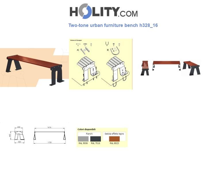 Two-tone urban furniture bench h328_16
