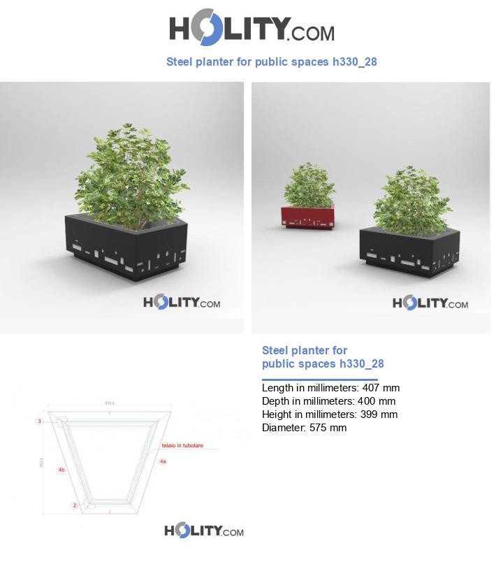 Steel planter for public spaces h330_28
