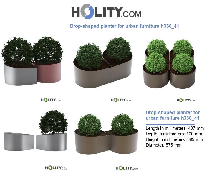 Drop-shaped planter for urban furniture h330_41