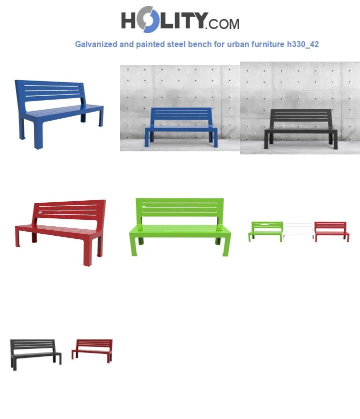 Galvanized and painted steel bench for urban furniture h330_42