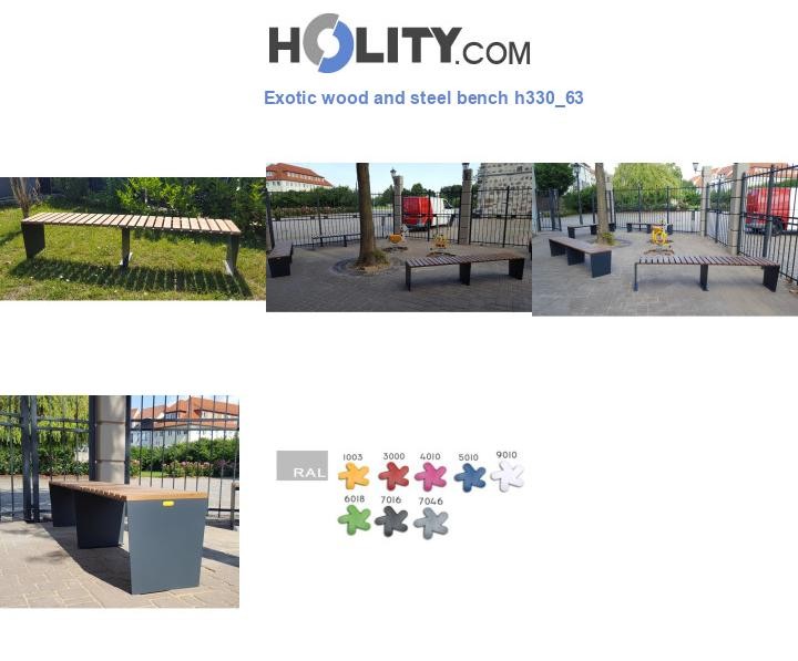 Exotic wood and steel bench h330_63
