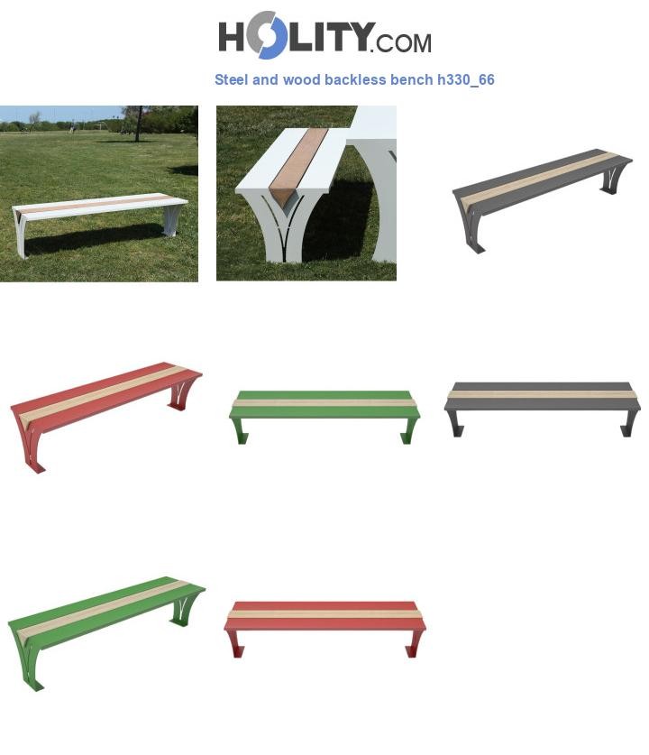 Steel and wood backless bench h330_66