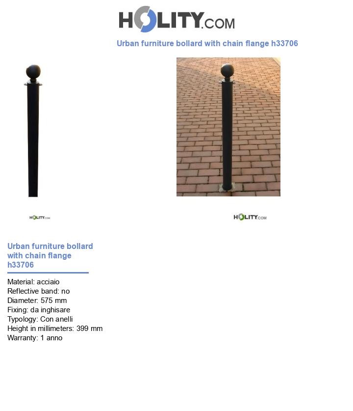 Urban furniture bollard with chain flange h33706