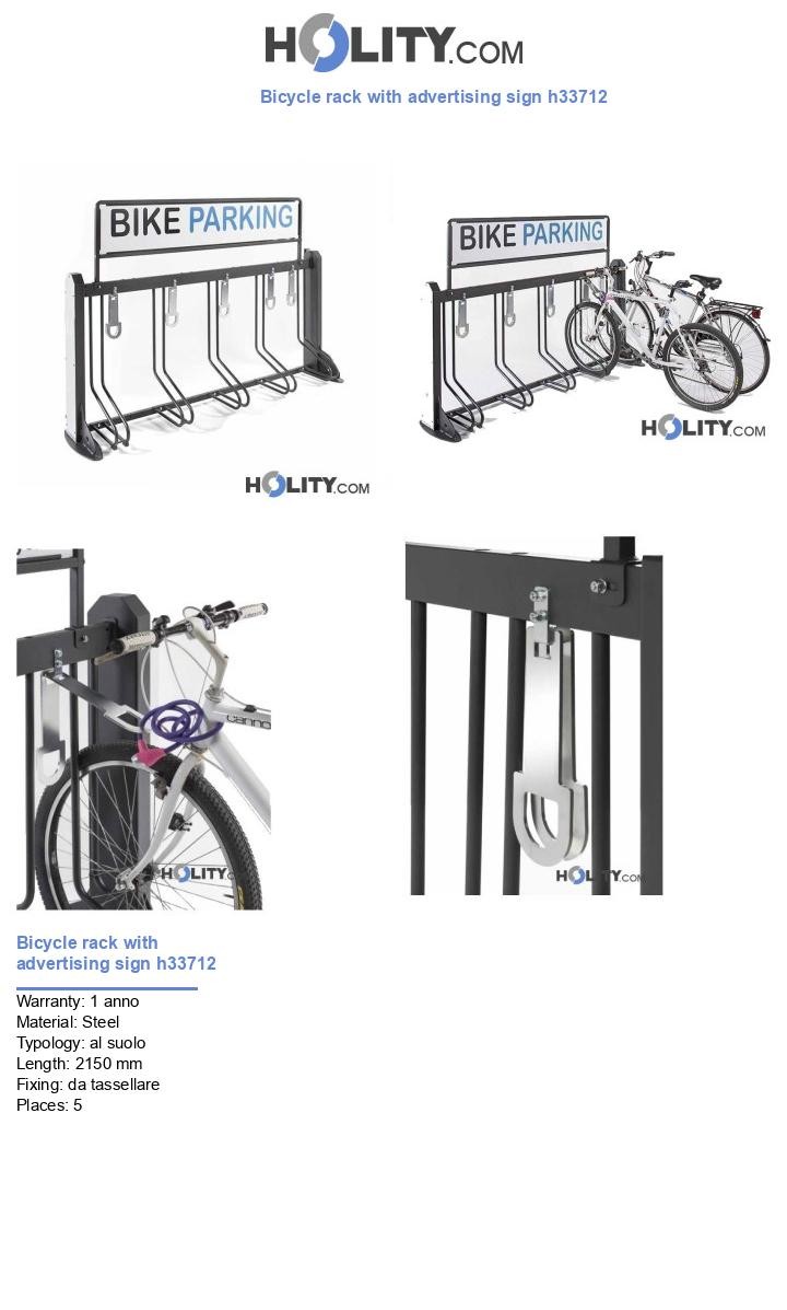 Bicycle rack with advertising sign h33712