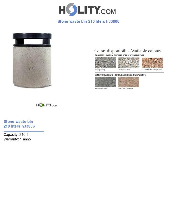 Stone waste bin 210 liters h33806