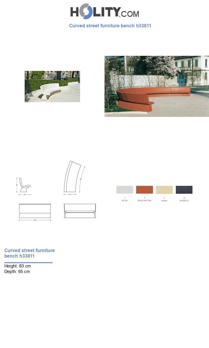 Curved street furniture bench h33811