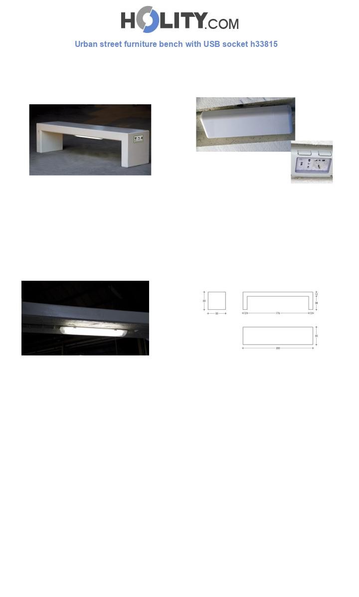 Urban street furniture bench with USB socket h33815