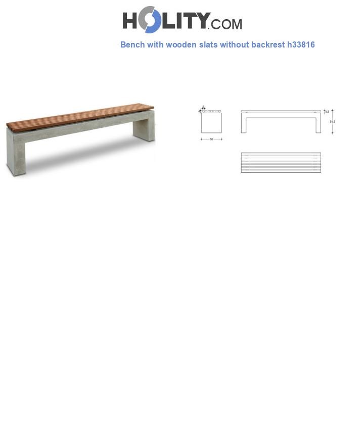 Bench with wooden slats without backrest h33816