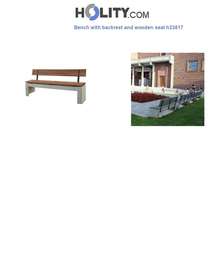 Bench with backrest and wooden seat h33817