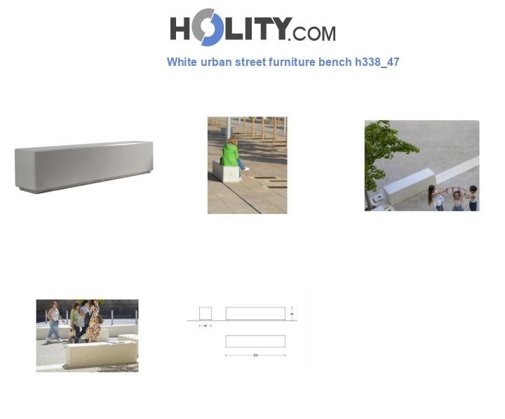White urban street furniture bench h338_47