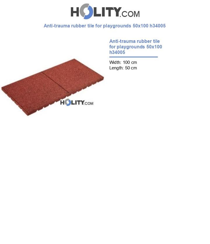 Anti-trauma rubber tile for playgrounds 50x100 h34005