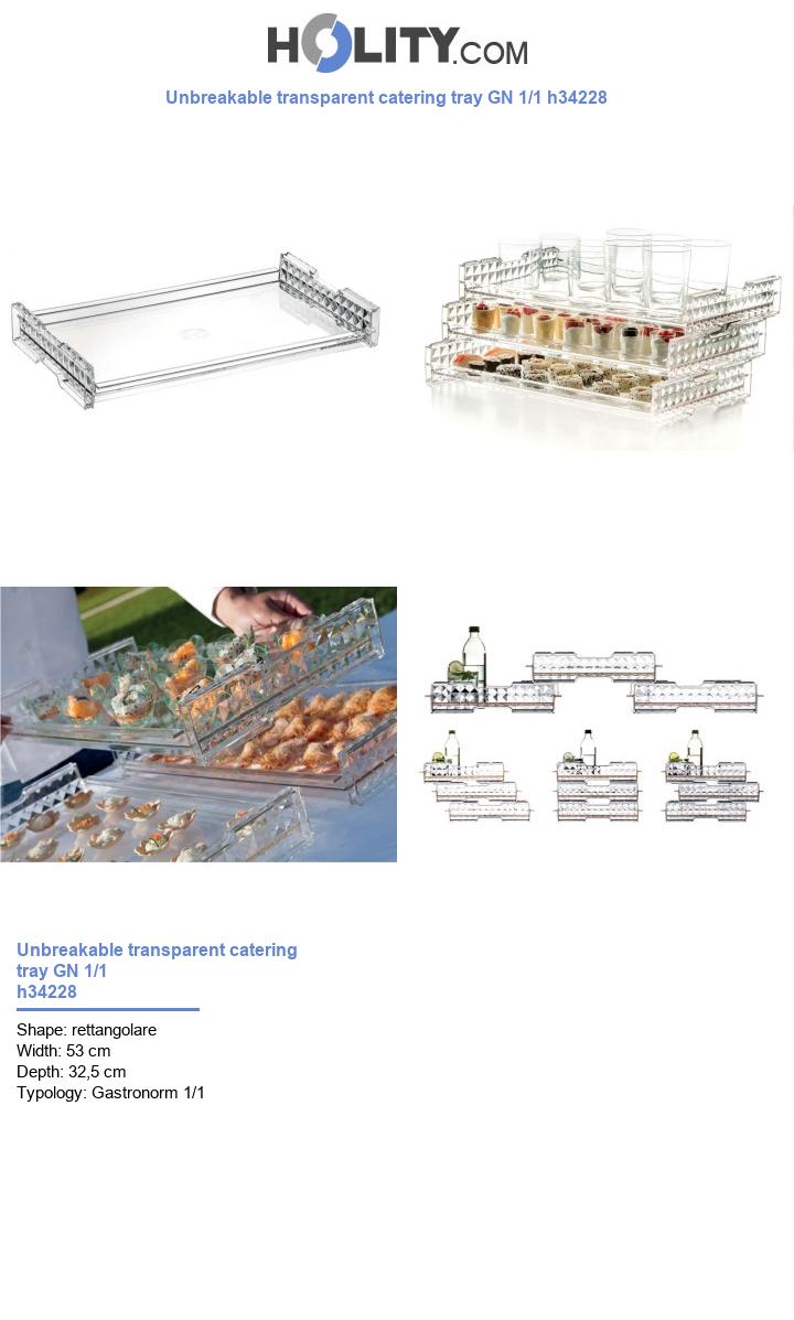 Unbreakable transparent catering tray GN 1/1 h34228