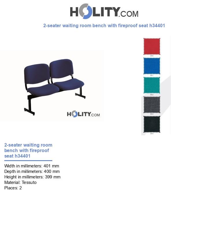 2-seater waiting room bench with fireproof seat h34401