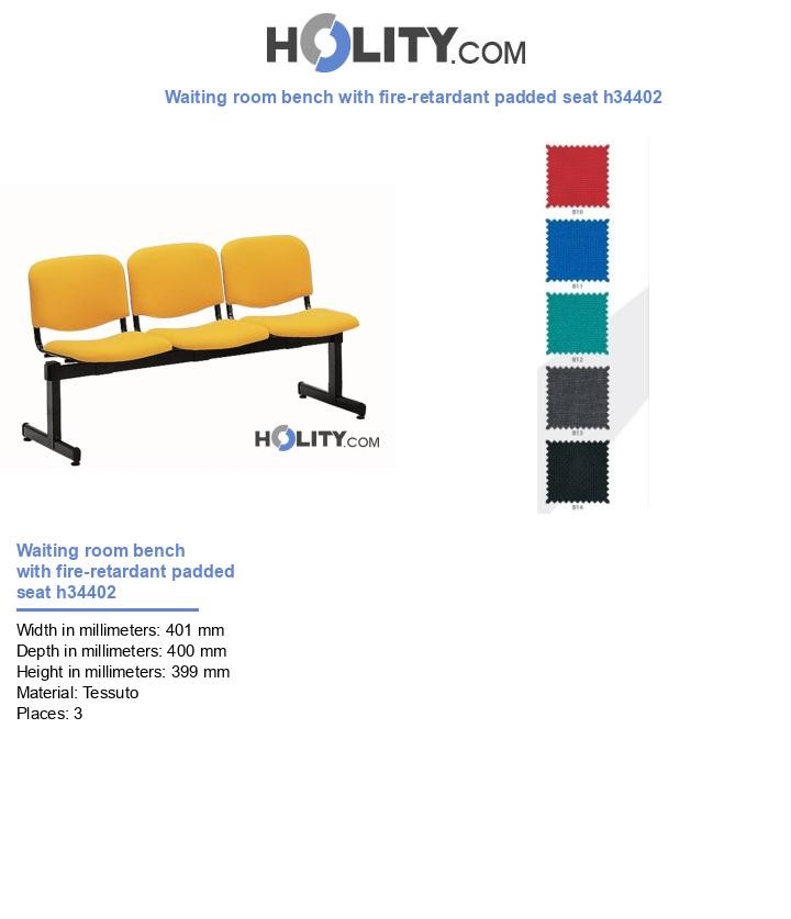 Waiting room bench with fire-retardant padded seat h34402