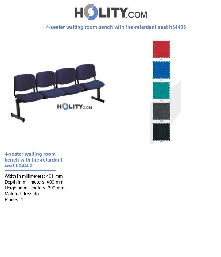 4-seater waiting room bench with fire-retardant seat h34403