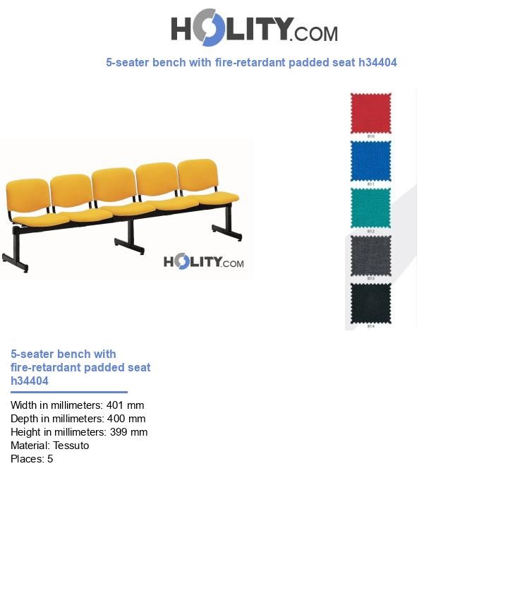 5-seater bench with fire-retardant padded seat h34404