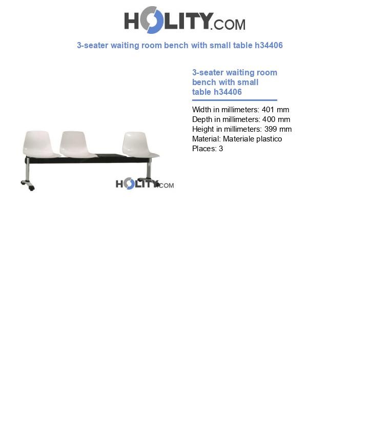 3-seater waiting room bench with small table h34406