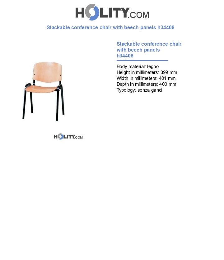 Stackable conference chair with beech panels h34408
