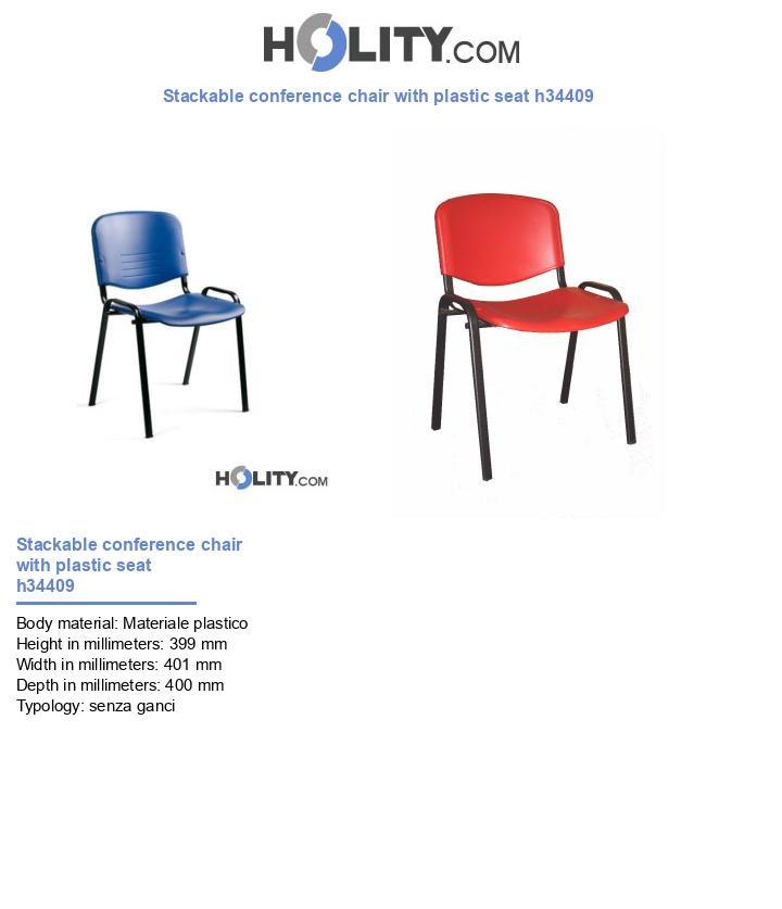 Stackable conference chair with plastic seat h34409