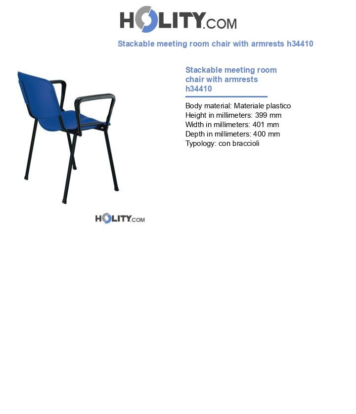 Stackable meeting room chair with armrests h34410
