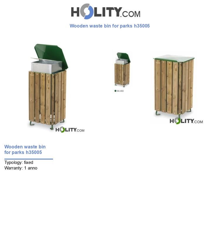 Wooden waste bin for parks h35005