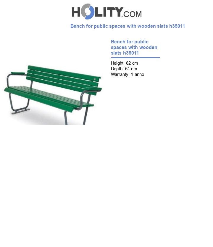 Bench for public spaces with wooden slats h35011