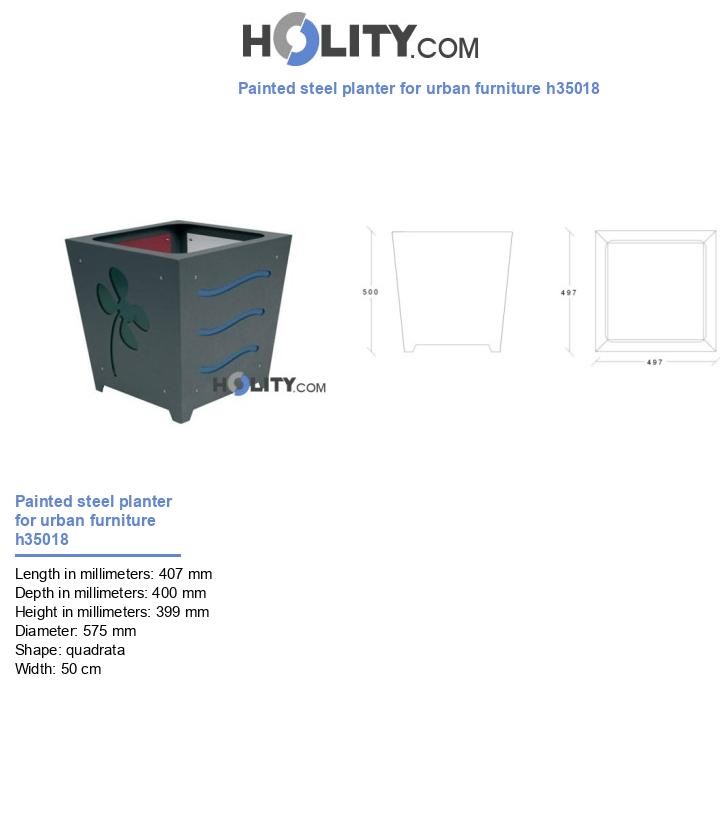 Painted steel planter for urban furniture h35018