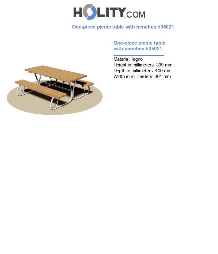 One-piece picnic table with benches h35021