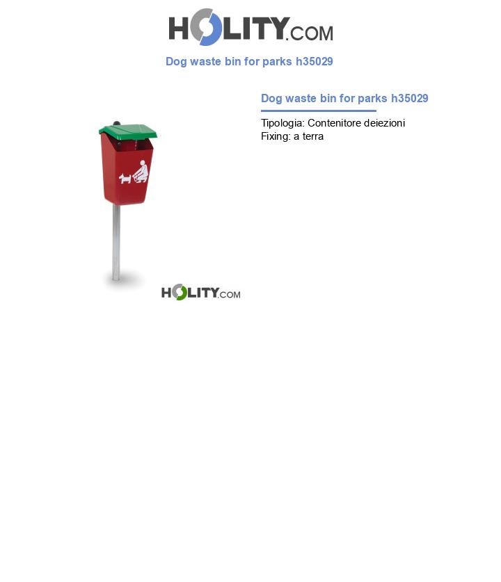 Dog waste bin for parks h35029