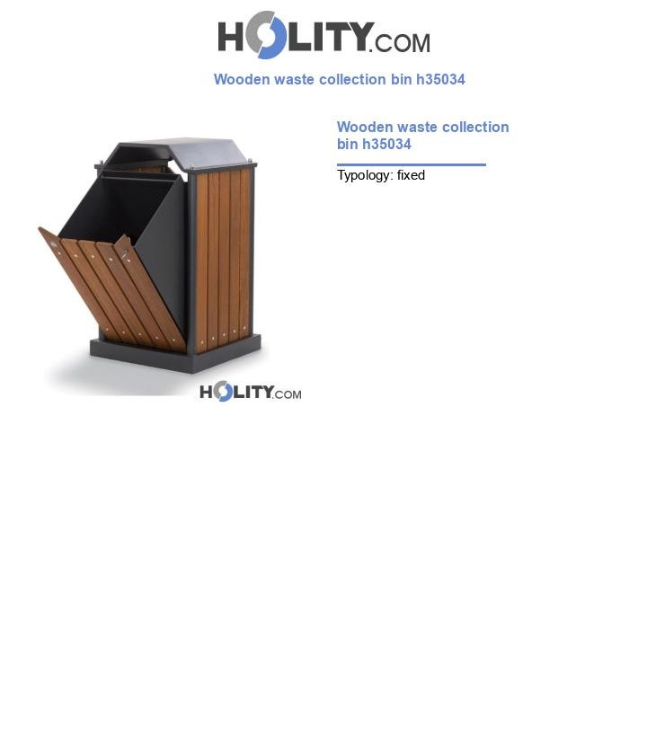 Wooden waste collection bin h35034