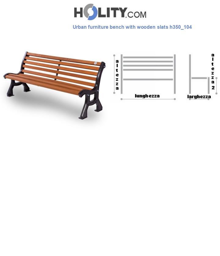 Urban furniture bench with wooden slats h350_104