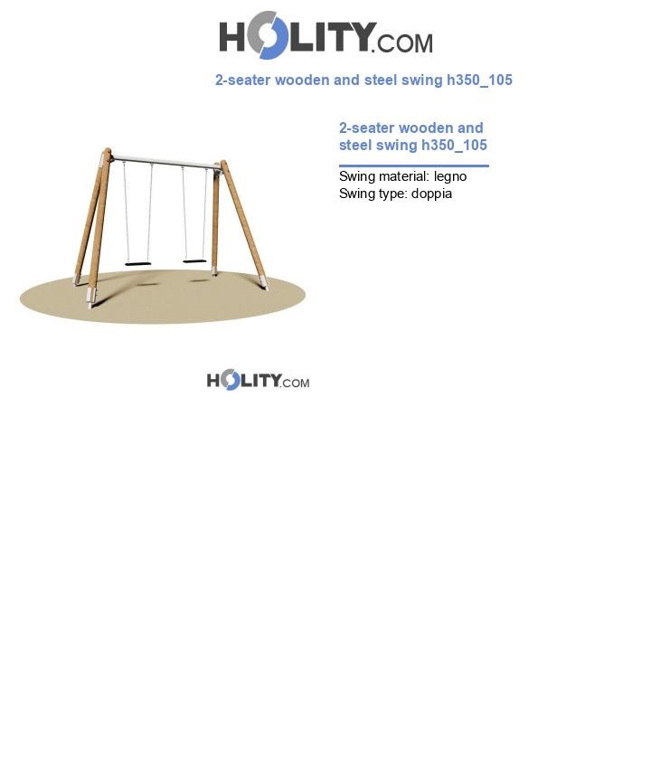 2-seater wooden and steel swing h350_105