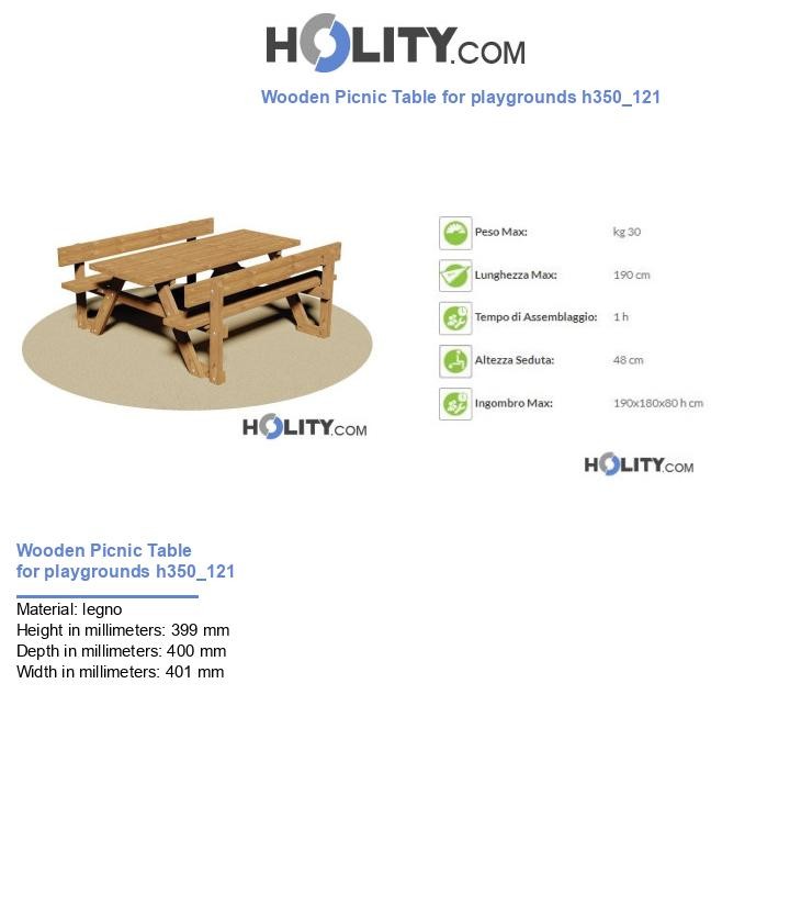 Wooden Picnic Table for playgrounds h350_121