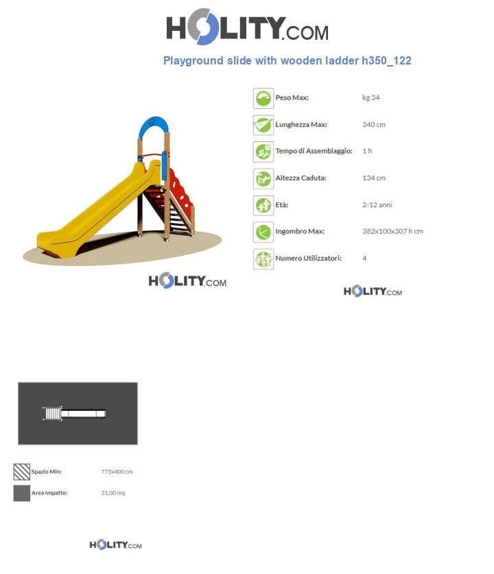 Playground slide with wooden ladder h350_122