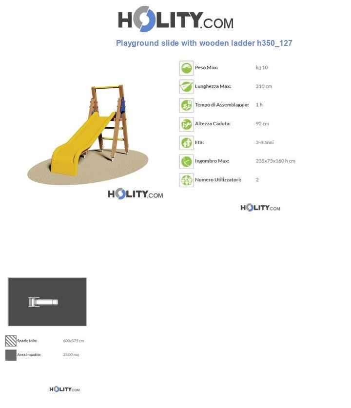 Playground slide with wooden ladder h350_127