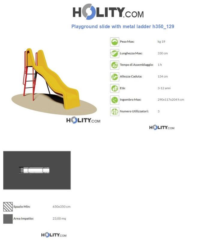 Playground slide with metal ladder h350_129