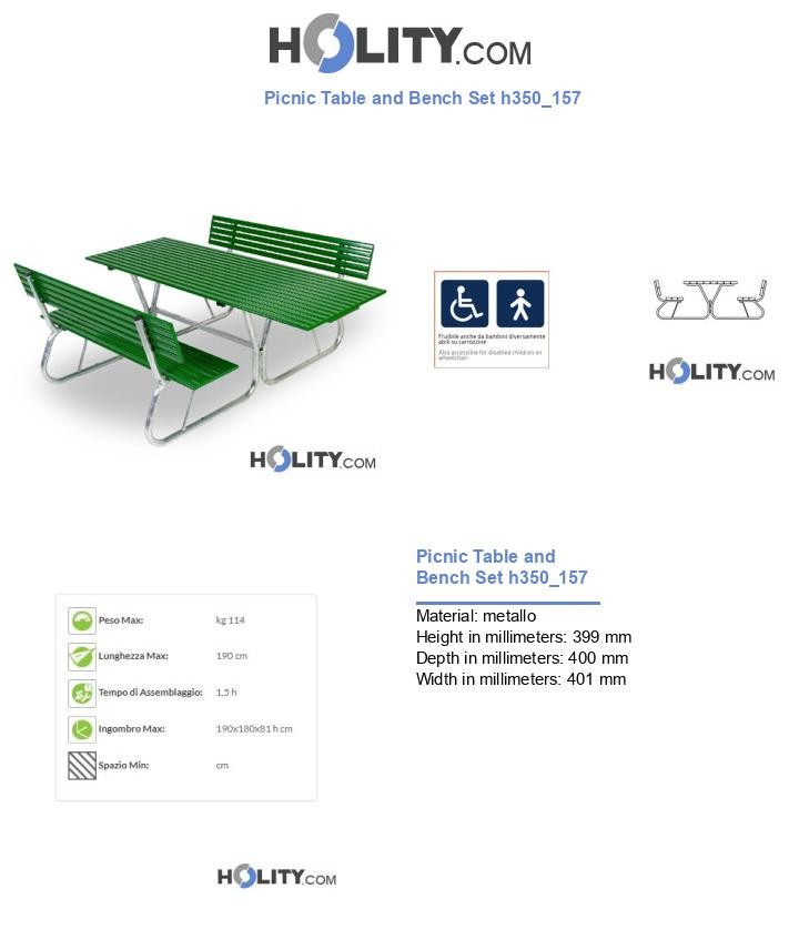 Picnic Table and Bench Set h350_157