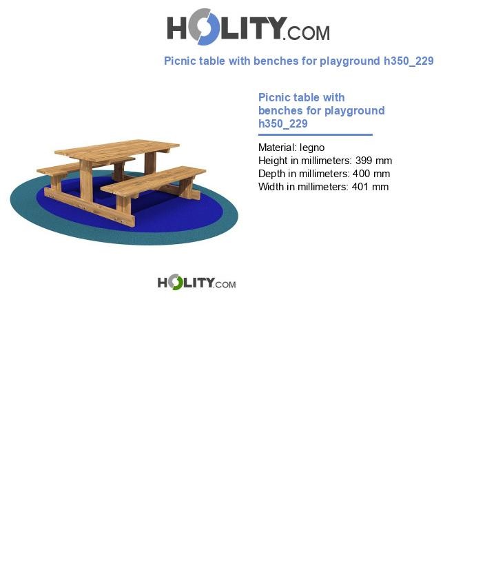 Picnic table with benches for playground h350_229