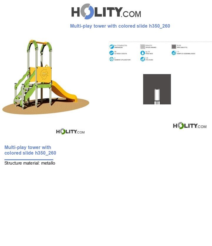 Multi-play tower with colored slide h350_260