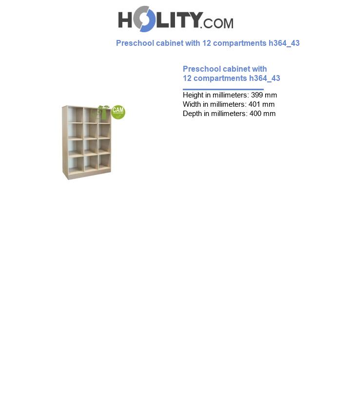Preschool cabinet with 12 compartments h364_43