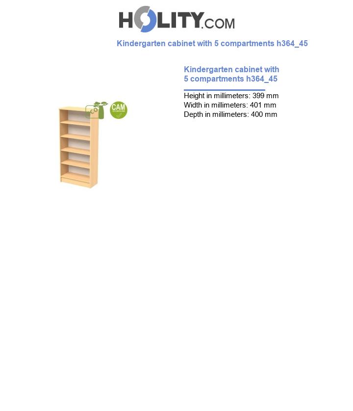 Kindergarten cabinet with 5 compartments h364_45