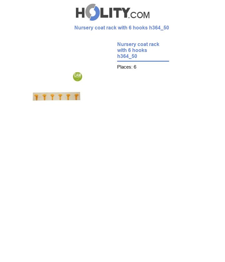 Nursery coat rack with 6 hooks h364_50
